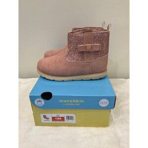 Munchkin by Stride Rite Girl's Size 11M Avalon Pink Glitter Side-Zip Boots NEW